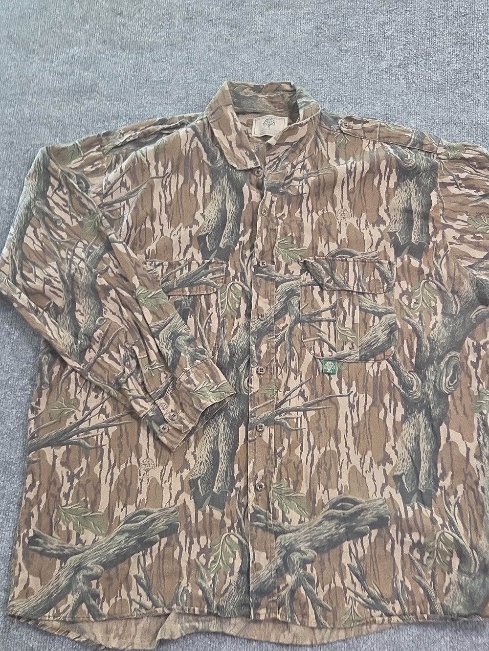 Mossy Oak Brown and Green Camouflage Cotton Shirt XL?? No Tag